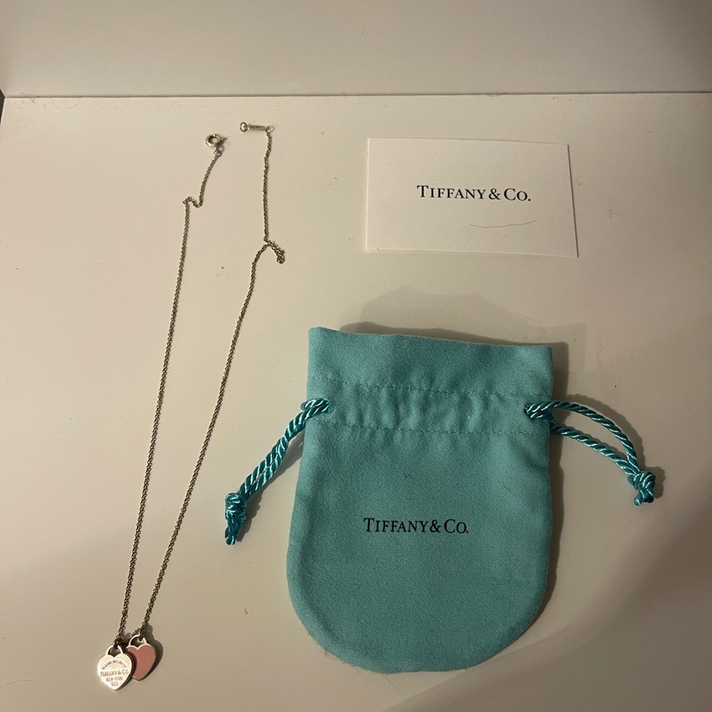 Tiffany and Co pink double heart pendant